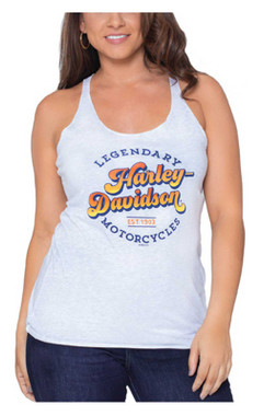 Harley-Davidson Women's Warm Gradient Sleeveless Tank Top - Heather White - Wisconsin Harley-Davidson