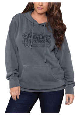 Harley-Davidson Women's Pastries Easy Fit Pullover Hoodie - Charcoal Gray - Wisconsin Harley-Davidson