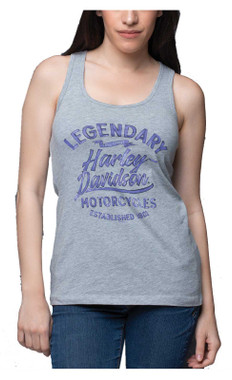 Harley-Davidson Women's Watercolor Racerback Curved Hem Sleeveless Tank Top - Wisconsin Harley-Davidson
