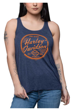 Harley-Davidson Women's Embellished Retro Circle Sleeveless Racerback Tank Top - Wisconsin Harley-Davidson