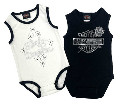 Harley-Davidson Baby Girls' 2-Piece Infant Sleeveless Ribbed Bodysuit Set - Wisconsin Harley-Davidson