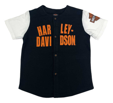 Harley-Davidson Little Boys' Bar & Shield Short Sleeve Colorblock Baseball Tee - Wisconsin Harley-Davidson