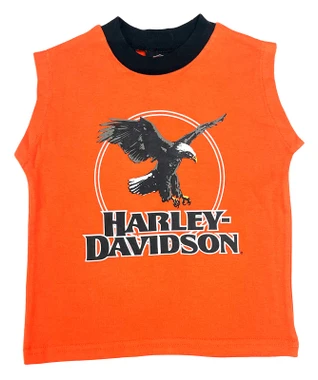 Harley-Davidson Big Boys' Soaring Eagle Sleeveless Muscle Tee - Orange - Wisconsin Harley-Davidson