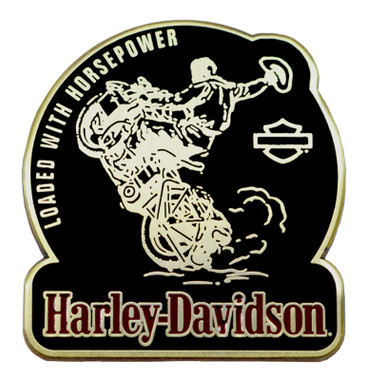 Harley-Davidson 1.5 inch. Wheelie Rider Metal Pin, Black & Gold Finishes - Wisconsin Harley-Davidson