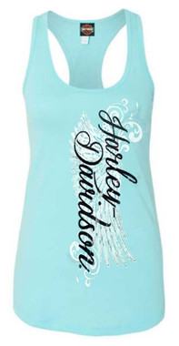 Harley-Davidson Women's Road Diva Sleeveless Racerback Tank Top, Tahiti Blue - Wisconsin Harley-Davidson