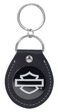 Harley-Davidson Silhouette Bar & Shield Logo Vinyl Fob Key Chain - Black & Gray - Wisconsin Harley-Davidson