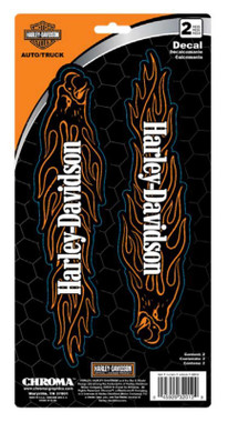 Harley-Davidson 2-Piece Flaming Eagle w/ Text Vinyl Decal - Black - 6 x 12 in. - Wisconsin Harley-Davidson