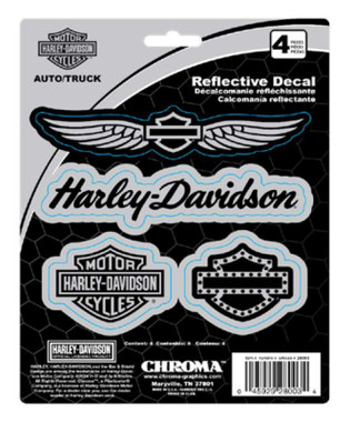 Harley-Davidson 4-Piece H-D Logos Reflective Vinyl Decals - Silver - 6 x 8 in. - Wisconsin Harley-Davidson