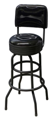 Harley-Davidson Open Bar & Shield Bar Stool w/ Backrest, Steel Frame - Black - Wisconsin Harley-Davidson
