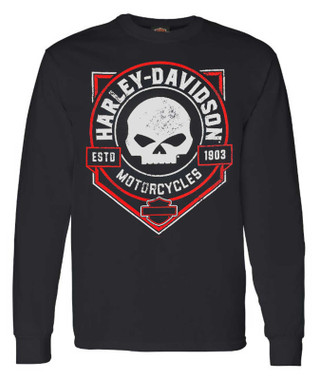 Harley-Davidson® Men's Distressed Shady Skull Crew-Neck Long