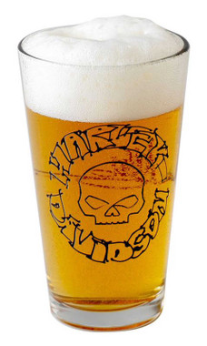 Harley-Davidson 3D Willie G Skull Sketch Digital Graphic Pint Glass - 16 oz. - Wisconsin Harley-Davidson