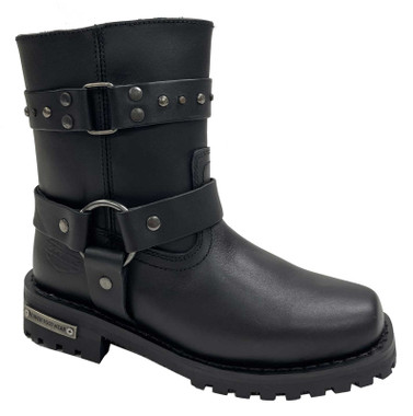 Unik Women's Premium Leather Short Motorcycle Boots - Black 12020