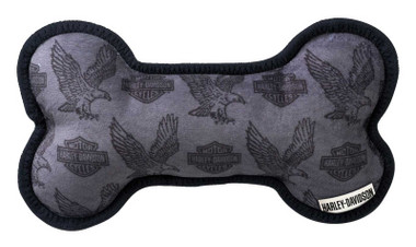 Harley-Davidson Repeat Bar & Shield Eagle Plush Bone Dog Toy w/ Squeaker – Gray - Wisconsin Harley-Davidson