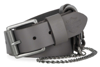 Harley-Davidson Women's Utility Fob Chain Genuine Leather Belt – Solid Gray - Wisconsin Harley-Davidson