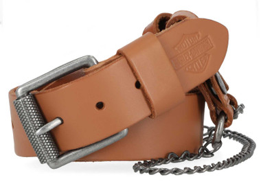 Harley-Davidson Women's Utility Fob Chain Genuine Leather Belt – Cashew - Wisconsin Harley-Davidson