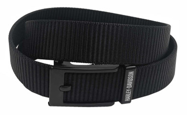Harley-Davidson Men's Matte Black H-D Ratchet Buckle Nylon Belt – Black - Wisconsin Harley-Davidson