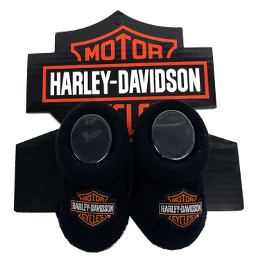 Harley-Davidson Baby Boys' Bar & Shield Patch Newborn Booties Socks – Black - Wisconsin Harley-Davidson