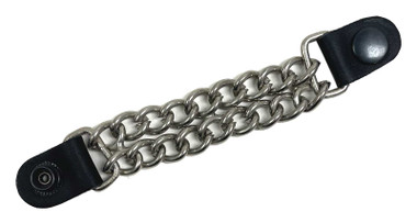 UNIK Men's Chunky Double Chain 6.5" Vest Extender w/ Leather Black Snap Tabs, Silver - Wisconsin Harley-Davidson