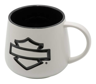 Harley-Davidson Debossed Open Bar & Shield Ceramic Coffee Mug – Pearl White - Wisconsin Harley-Davidson