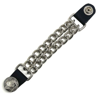 UNIK Men's Chunky Double Chain 6.5" Vest Extender w/ Buffalo Snap Tabs, Silver - Wisconsin Harley-Davidson