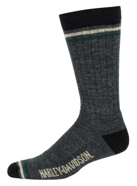 Harley-Davidson Men's Wool Surplus Crew Moisture Wicking Riding Socks - Black - Wisconsin Harley-Davidson