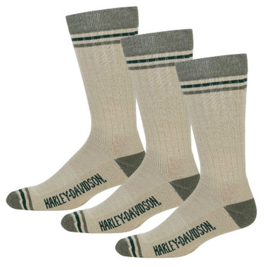 Harley-Davidson Men's Wool Surplus Moisture Wicking Riding Socks- Khaki, 3 Pairs - Wisconsin Harley-Davidson