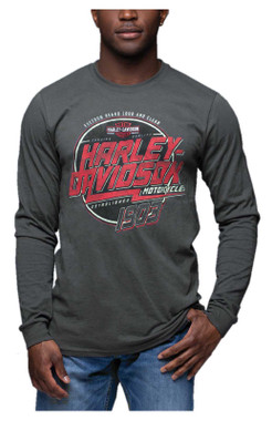 Harley-Davidson Men's Loud & Clear Long Sleeve Crew-Neck Shirt, Charcoal - Wisconsin Harley-Davidson