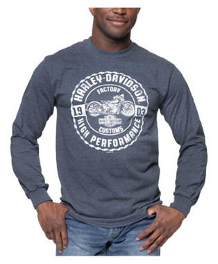 Harley-Davidson Men's Finest Bike Long Sleeve Crew-Neck Shirt, Dark Heather - Wisconsin Harley-Davidson