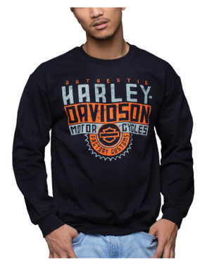 Harley-Davidson Men's Quickshift Crew-Neck Fleece Pullover Sweatshirt, Black - Wisconsin Harley-Davidson