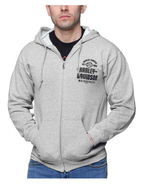 Harley-Davidson Men's Retrograde Zip-Up Hoodie Sweatshirt – Sport Gray - Wisconsin Harley-Davidson