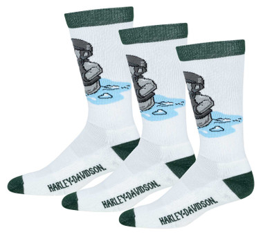 Harley-Davidson Men's Snowman Moisture Wicking Riding Socks – White, 3 Pairs - Wisconsin Harley-Davidson