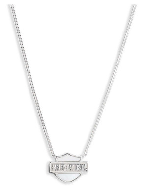 Harley-Davidson Women's 16 in. Mother of Pearl Bar & Shield Pendant Necklace - Wisconsin Harley-Davidson