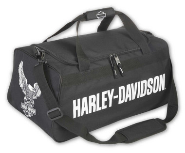 Harley-Davidson Eagle U-Shaped Zipper Rugged Graphic Duffel Bag – Black - Wisconsin Harley-Davidson