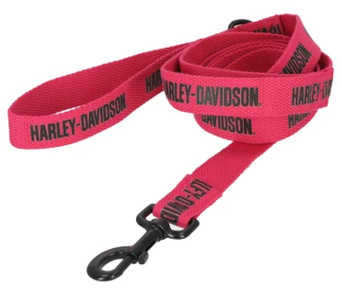 Harley-Davidson Cotton Webbing H-D Text Pet Dog Leash w/Grab Handle – Pink - Wisconsin Harley-Davidson