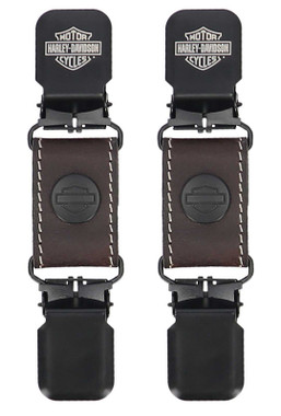 Harley-Davidson Men's Etched Bar & Shield Logo Leather Boot Clips – Brown - Wisconsin Harley-Davidson