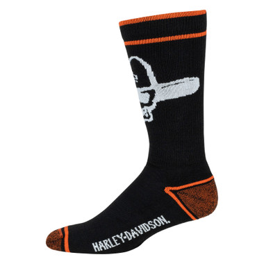 Harley-Davidson Men's Cowboy Skull Midcalf Moisture Wicking Riding Sock - Black - Wisconsin Harley-Davidson