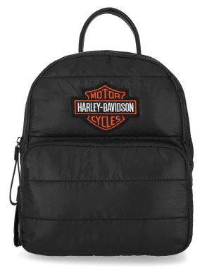 Harley-Davidson Men's Embroidered Bar & Shield Logo Puffy Nylon Backpack - Black - Wisconsin Harley-Davidson