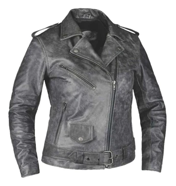 Derringer Women's Biker Premium Lambskin Leather Motorcycle Jacket - Solid Gray - Wisconsin Harley-Davidson