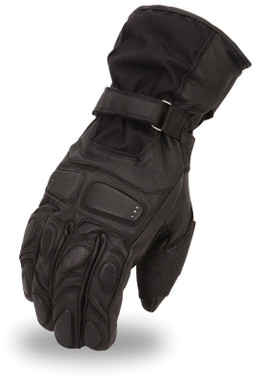 Mens Textile/Leather Waterproof Motorcycle Gauntlet Gloves - Wiper Thumb FI138GL (X-Small) - Wisconsin Harley-Davidson