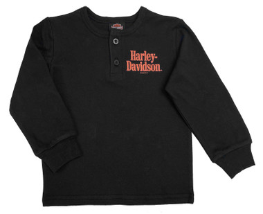 Harley-Davidson® Big Boys' Orange H-D Script Long Sleeve Henley