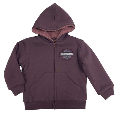 Harley-Davidson Little Girls' Bar & Shield Sherpa Lined Fleece Jacket  Purple - Wisconsin Harley-Davidson