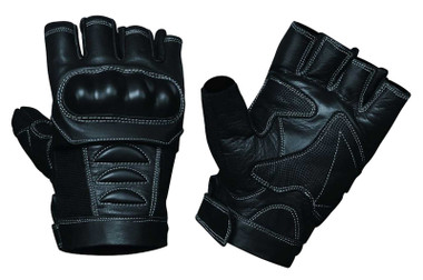 UNIK Men's Premium Cowhide Leather Fingerless Knuckles Motorcycke Gloves - Wisconsin Harley-Davidson