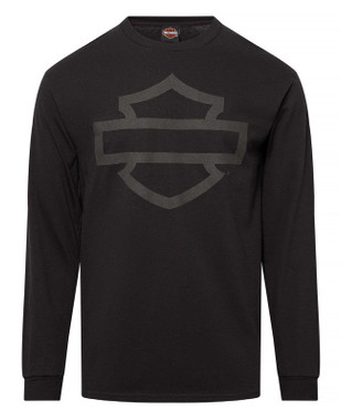 Harley-Davidson Men's Open Bar & Shield Long Sleeve Crew-Neck Shirt, Black - Wisconsin Harley-Davidson