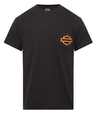 Harley-Davidson Men's Open Bar & Shield Chest Pocket Short Sleeve Tee, Black - Wisconsin Harley-Davidson