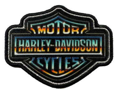 Harley-Davidson 3 in. Embroidered Chrome Davidson Emblem Sew-On Patch, Black - Wisconsin Harley-Davidson
