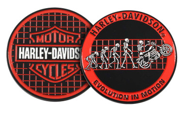 Harley-Davidson Evolution In Motion Challenge Coin, 1.75 in – Black/Red - Wisconsin Harley-Davidson