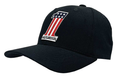 Harley-Davidson Men's #1 Embroidered RWB One Stretch Fit Baseball Cap, Black - Wisconsin Harley-Davidson