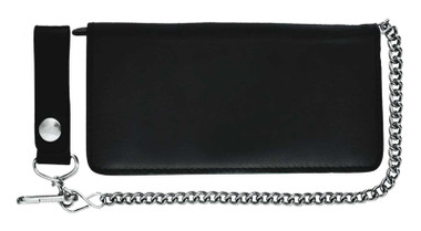 Derringer Men's Biker Chain Bi-Fold Snap Wallet, Smooth Cowhide Black Leather - Wisconsin Harley-Davidson