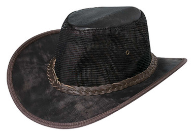 Derringer Men's Crushable Premium Cowhide Leather Western Cowboy Hat - Brown - Wisconsin Harley-Davidson