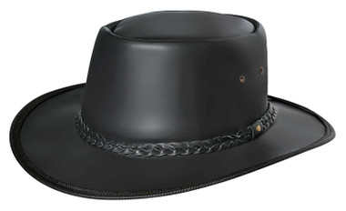 Derringer Men's Braided Premium Cowhide Leather Western Cowboy Hat - Black - Wisconsin Harley-Davidson